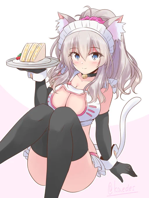 「鹿島特製サンドイッチを召し上がれ」#艦これ版深夜の真剣お絵描き60分一本勝負#艦これ版真剣お絵描き60分一本勝負_20230925#艦これ #鹿島猫耳メイド鹿島のオススメランチ 