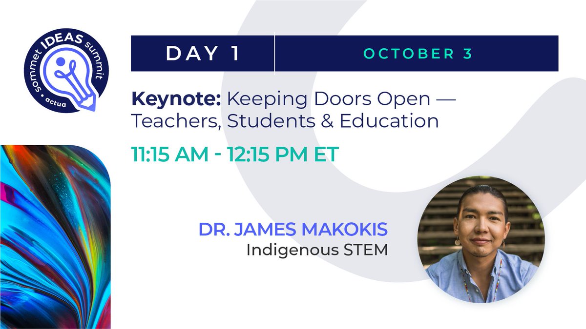 Actua (@actuacanada) on Twitter photo 💡#IDEASxActua 2023 is just 1 week away! Please join us in welcoming our day one keynote speaker, <a href="/DrMakokis/">Dr James Makokis (nehiyô), MD, M.H.Sc, CCFP 🌈</a>. 👏
Don't miss out on this incredible opportunity to gain valuable insights and connect with educators nationwide! Register by October 1! ideas.actua.ca 💡#IDEASxActua 2023 is just 1 week away! Please join us in welcoming our day one keynote speaker, <a href="/DrMakokis/">Dr James Makokis (nehiyô), MD, M.H.Sc, CCFP 🌈</a>. 👏
Don't miss out on this incredible opportunity to gain valuable insights and connect with educators nationwide! Register by October 1! ideas.actua.ca