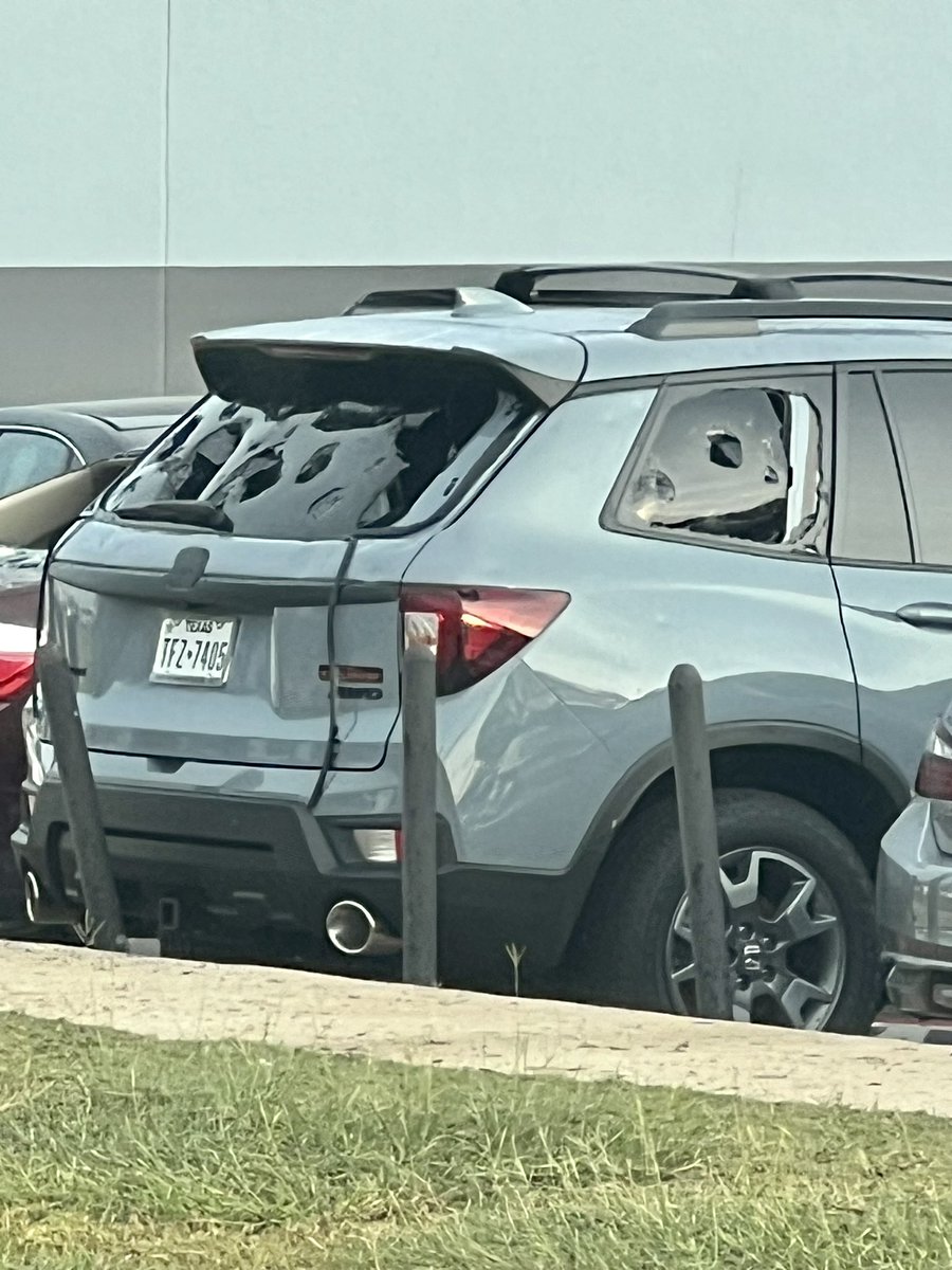 TexasFancyBoots's tweet image. My pops pulled these hail stones from the yard last night in Round Rock. 😳

Then got pics from my old dealership this morning. Pretty much all of their inventory got smashed. 

Hope every one stayed safe!

#TexasStorms #Hail