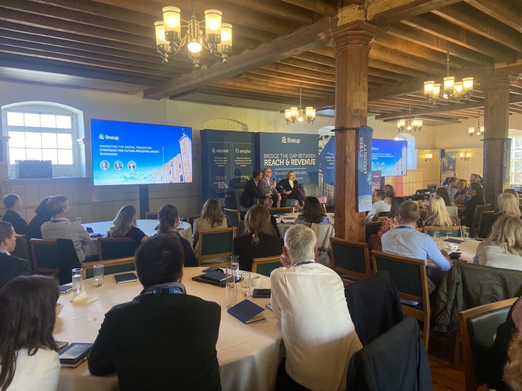 LineupSystems's tweet photo. Heimo Krum and Justin Cooke from @Funke Mediengruppe lead our 5th session on Navigating the Digital Transition: Strategies for Future-Proofing Media Businesses.  #lineupsystems #media #publishing #techconference #toweroflondon https://t.co/q7KHCq95n4
