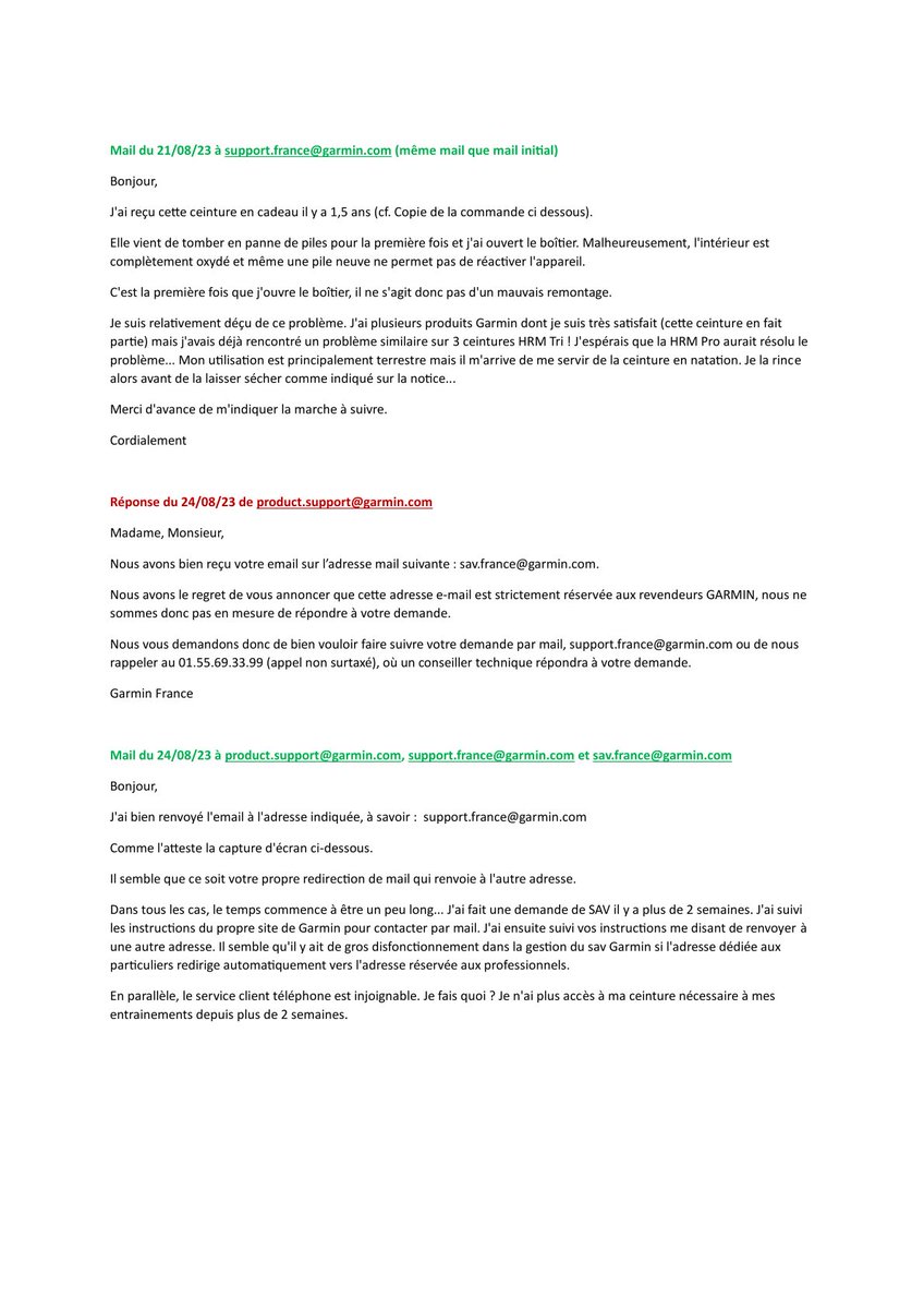 HadrienG's tweet photo. @GarminFrance Le SAV ou Garmin ou la maison qui rend fou. Comment après une dizaine de mails, un contact Twitter, 2 appels au SAV, plus d'un mois après on en revient au point de départ pour une simple prise en charge d'une ceinture cardio achetée sur le site Garmin. (1/2) https://t.co/uq30nhYxhQ