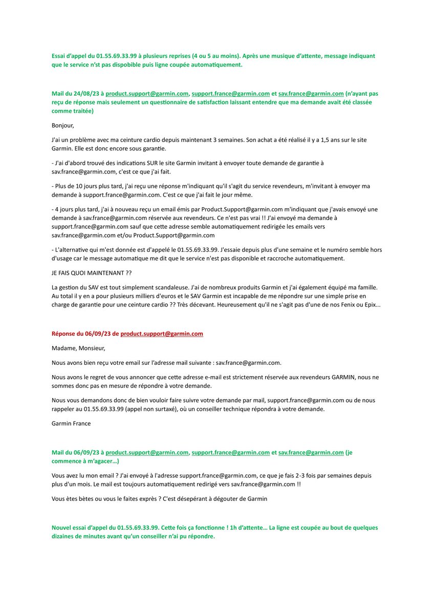 HadrienG's tweet photo. @GarminFrance Le SAV ou Garmin ou la maison qui rend fou. Comment après une dizaine de mails, un contact Twitter, 2 appels au SAV, plus d'un mois après on en revient au point de départ pour une simple prise en charge d'une ceinture cardio achetée sur le site Garmin. (1/2) https://t.co/uq30nhYxhQ