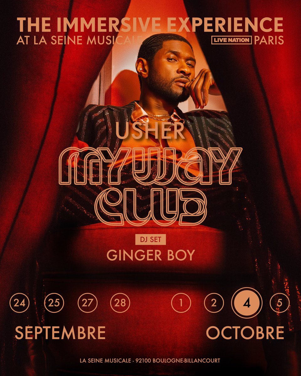 USHER x GINGER BOY

4 OCTOBRE 

🤍 <a href="/LivenationFR/">Live Nation France</a>