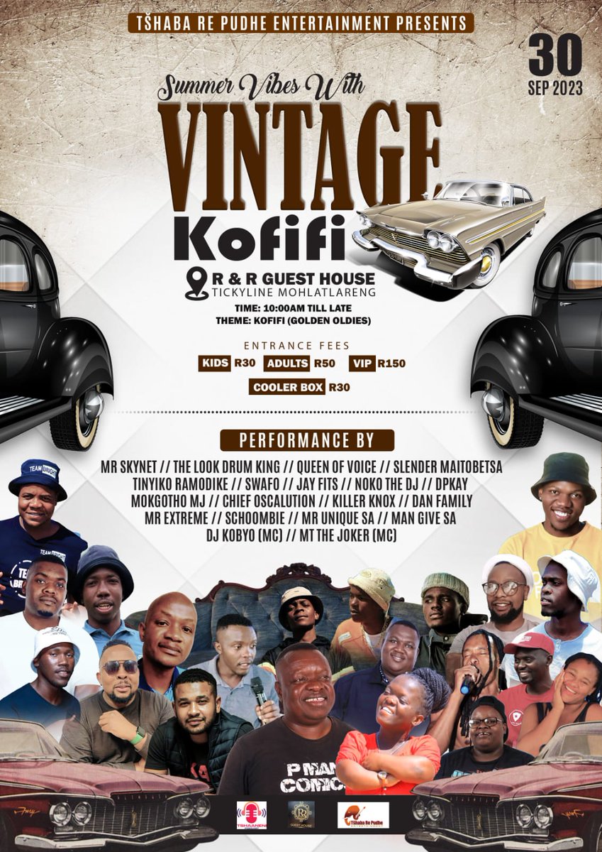 djKobyo's tweet photo. Banna Le Basadi Baapa Kamo, Re Thomile Ka Countdown To R&R Guest House Ka Mokibelo Wa Saturday Sadi 30 September Monate Modhefo Wa Kofifi Vintage Come One Come All. #vintagestyle #vintagefashion #vintage #kofifi #kofifivibes #pastordjkobyo #baapakamo #djkobyo #tshabarepudhe https://t.co/WEO1Pk1Wcp
