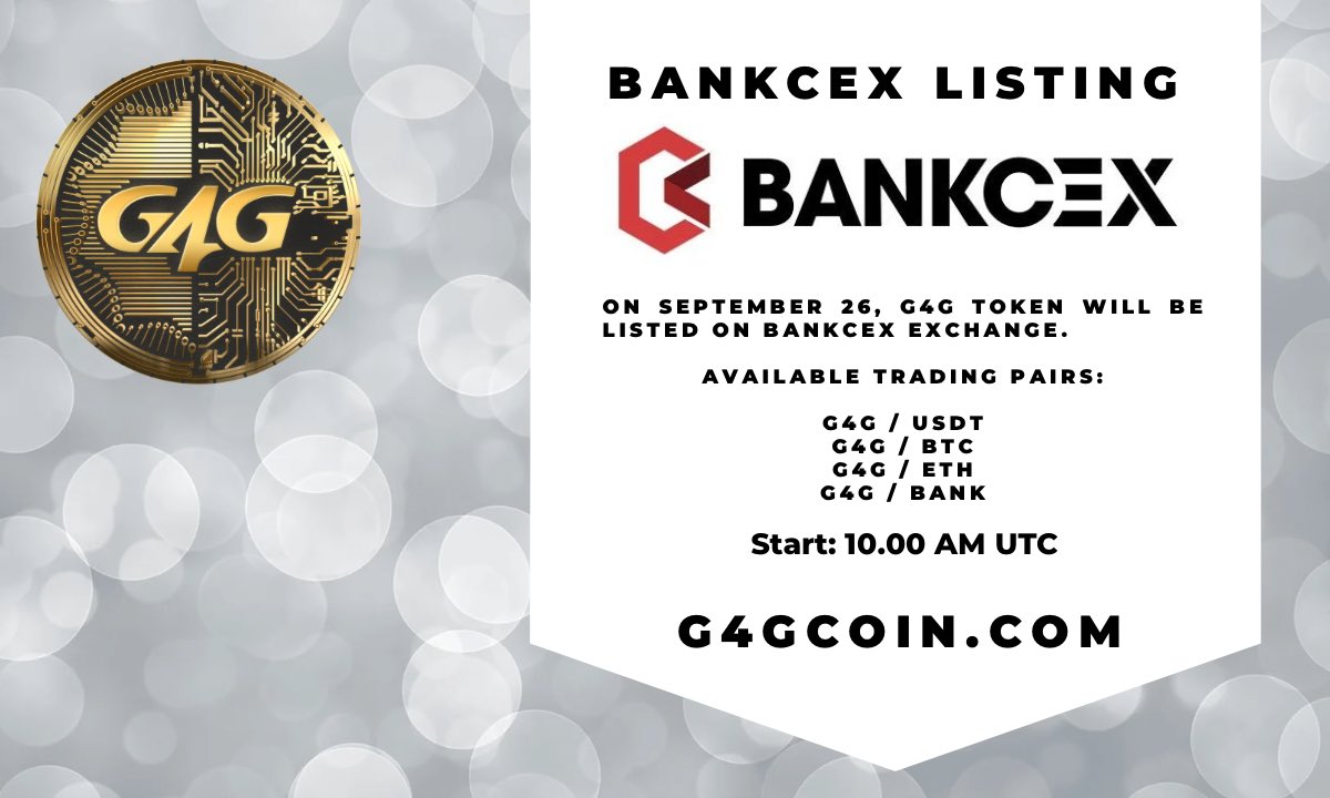 G4Gcoin's tweet photo. We are going to @BankCexExchange . Our G4G token will be live tomorrow at 10.00 UTC https://t.co/eQHhKNEo8K