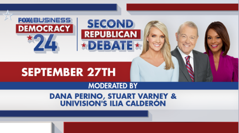 We are 2 days away from the Second Republican Debate! Don't miss our guy, Stuart Varney, alongside @DanaPerino & @iliacalderon, the moderators Wednesday night! Tune into FBN, get informed, & get ready to cast your vote for 2024!