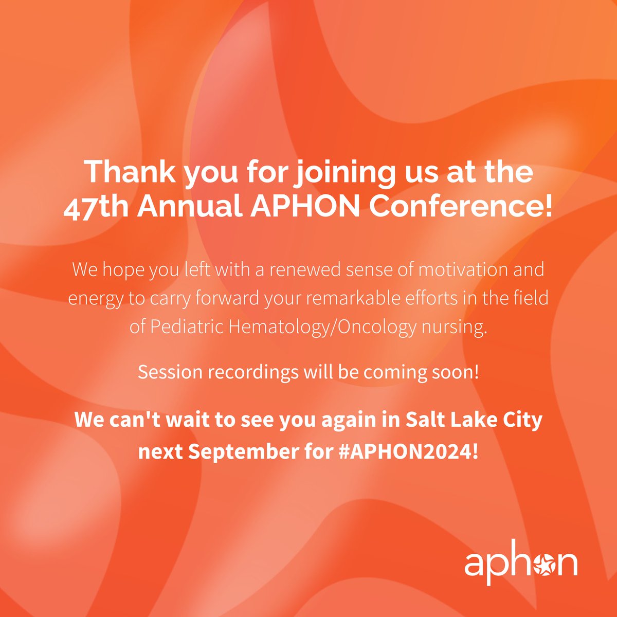 Thank you for joining us at the APHON Annual Conference last week! Please ensure your email is ready by trusting emails coming from info@aphon.org We can't wait to see you again in Salt Lake City next September for #APHON2024!