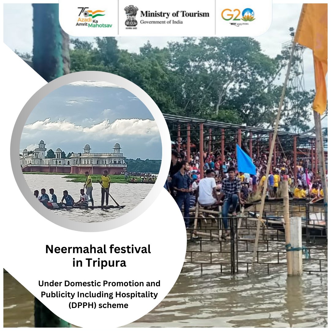 tourismgoi's tweet photo. Ministry of Tourism provided Central Financial Assistance under the Domestic Promotion and Publicity Including Hospitality (DPPH) scheme for the Neermahal water festival celebrated in Tripura.
#DPPH #NeermahalWaterFestival #TourismPromotion https://t.co/5QXWPGhtUS