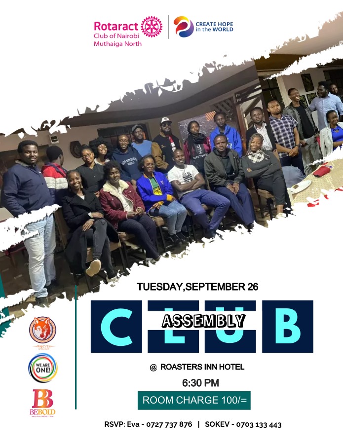 Whoop Whoop!! 🥳
 *It's The Wolves 🐺 club assembly this Tuesday!* 😎
Join us for a fun-filled fellowship tomorrow (you know how Pres. Eva rolls 😜) as we recap the month 🔆 and outline  🗂️ the way forward 📈.
Where: *Roasters Inn*
When: *Tuesday 26/9/23*
Time ⏰ : *6.30pm*