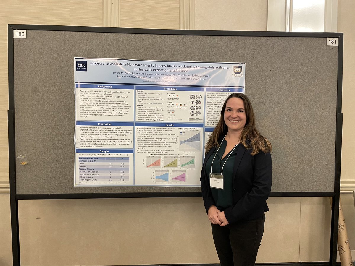 Had a blast at <a href="/srp_science/">Society for Research in Psychopathology</a> presenting a poster examining environmental unpredictability (as a dimension of early adversity) and neural function during extinction with co-authors Jutta Joormann and <a href="/dylanggee/">Dylan Gee, PhD</a>. Loved meeting so many great people and researchers this weekend!