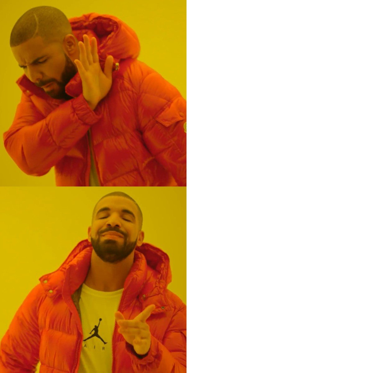 このMemeの元はDrakeのHotline BlingのPVなんだけど、下の『それ!』っ このMemeの元はDrakeのHotline BlingのPVなんだけど、下の『それ!』っ