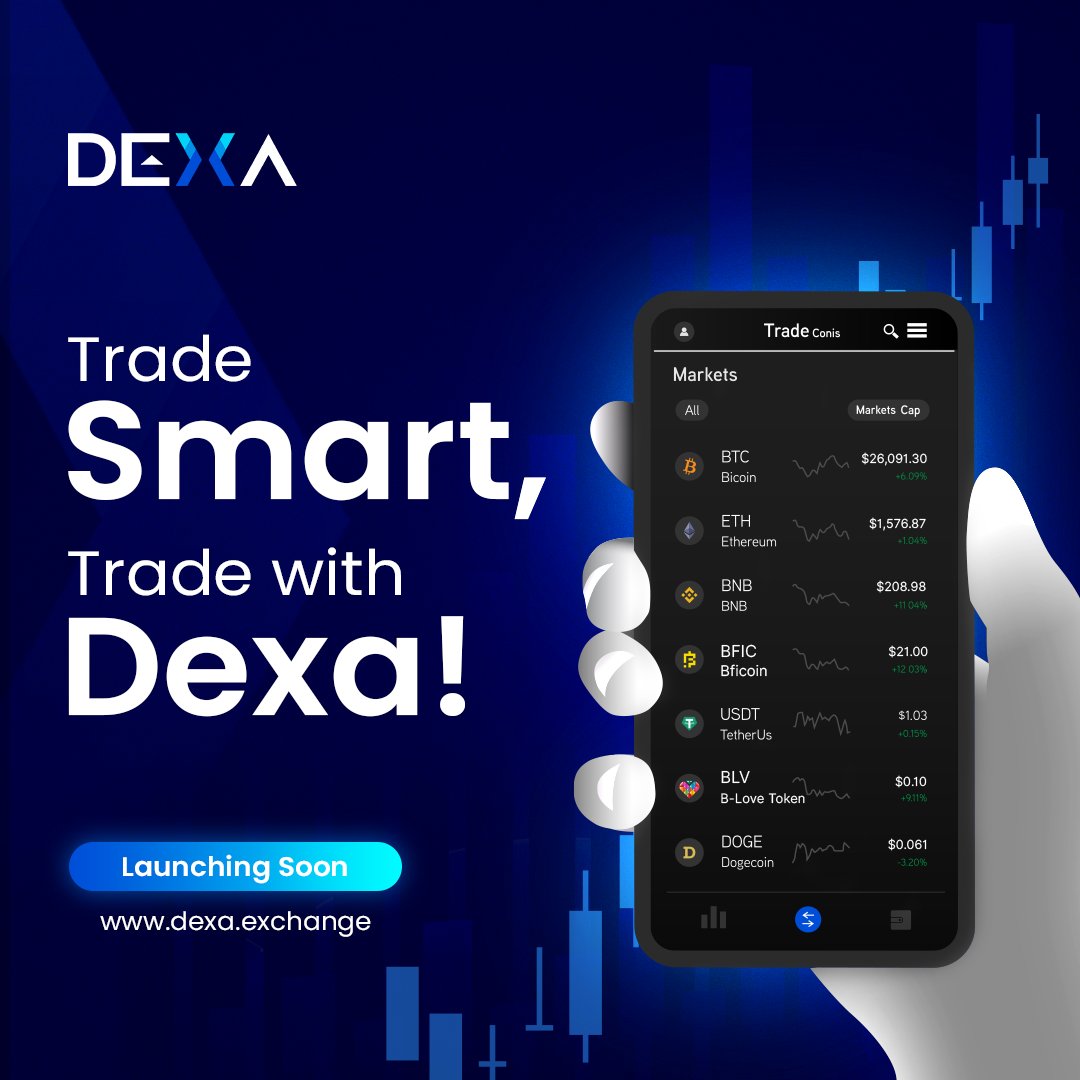 Get ready to revolutionize your trading experience with Dexa! 
Trade smart &amp; securely on an all-in-one Decentralized Exchange Platform,
Powered by the Automated Market Making (AMM) model! 
Stay tuned for our grand launch
#Dexa #automatedmarketmodel #launchingsoon #dexaexchange