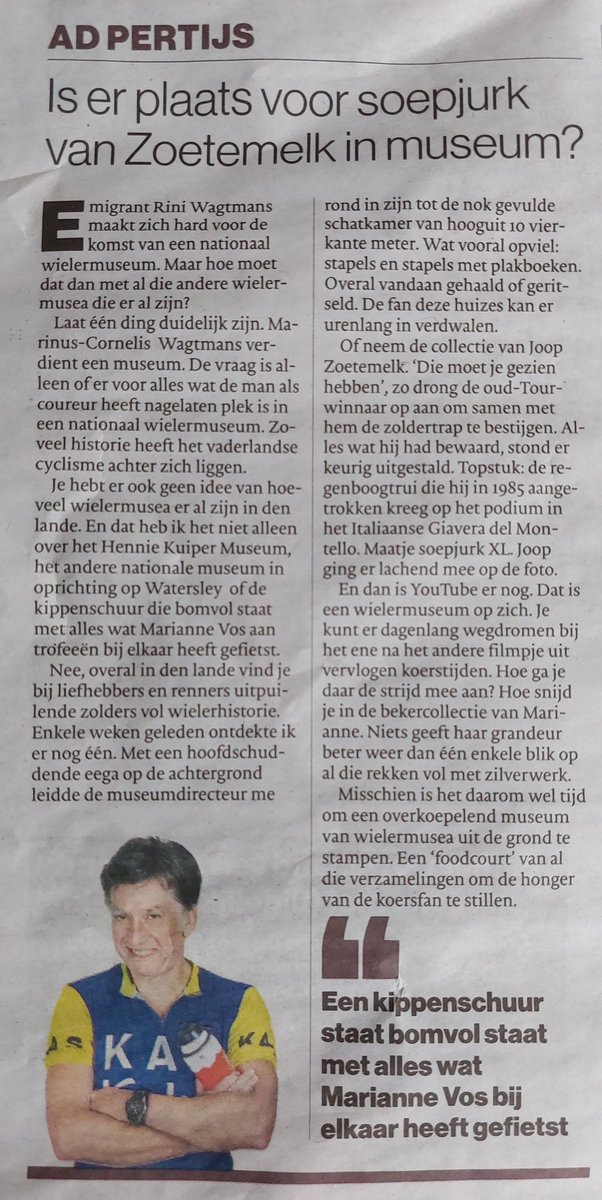 Leuke column weer van <a href="/adpertijs/">Ad Pertijs</a>! Ik vraag me af welke museumdirecteur hij onlangs gesproken heeft in die schatkamer van 10m2? 😅 
Bedankt voor je mooie verhalen over de <a href="/RondevanHank/">@RondevanHank</a>!!