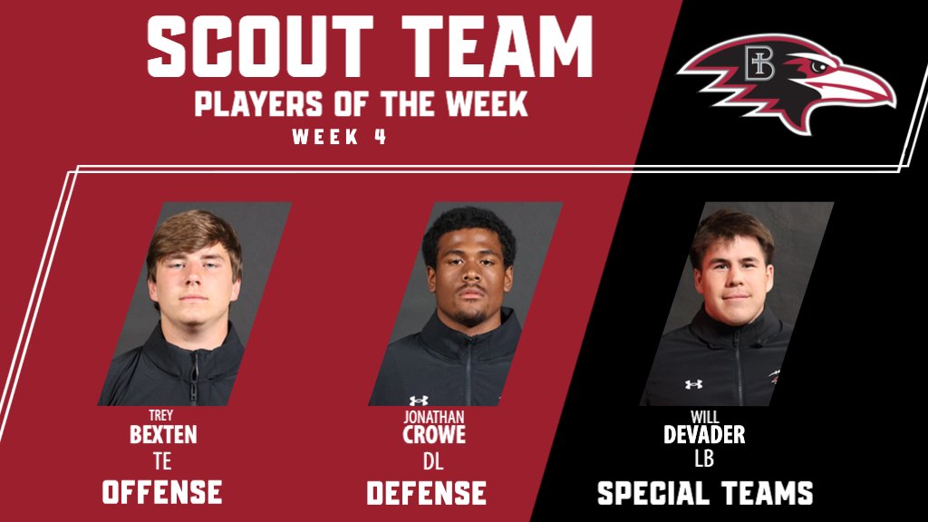 RavenFootballBC's tweet photo. Congratulations to our Scout Team Players of the Week from last week! #UnleashGreatness https://t.co/d3nQDzl1ma
