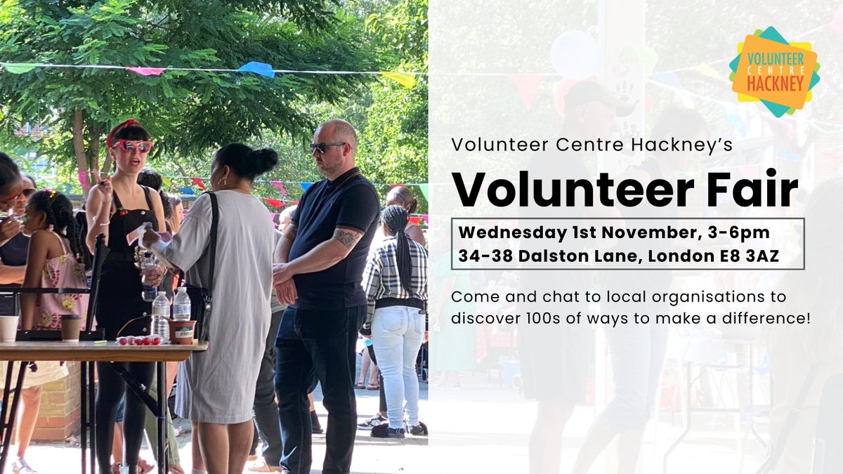 🔔Come to our #volunteer fair!🔔

Chance to meet amazing orgs like <a href="/Mini_Stories/">Ministry of Stories</a> <a href="/Bags_of_Taste/">Bags of Taste</a> <a href="/EnergyGardenLDN/">Energy Garden</a> <a href="/HackneyPlaybus/">Hackney Playbus</a> <a href="/hackneyshowroom/">Hackney Showroom</a> <a href="/InspireEd/">Inspire Education</a> &amp; others 

Let us know you're coming &amp; spread the word!👉bit.ly/VCHfair 

#vchackney #volunteerhackney #hackney