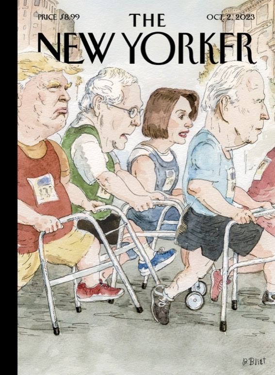 Hey, New Yorker: THIS is seriously your cover for next week’s magazine? Not only is it incredibly ageist but it’s ableist & a slap in the face to every person in America who needs a walker & who has a disability. This is disgusting & vulgar beyond words. Just STOP it already.