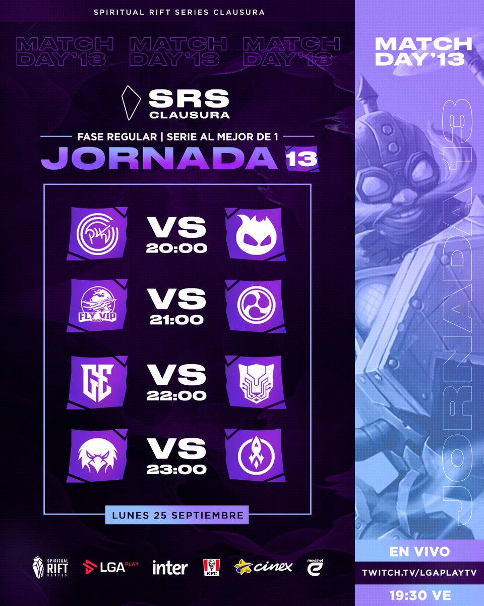 ¡Bienvenidos a otra semana de #SpiritualRiftSeries! Muy cerquita de los #PlayOffs 😱 en su jornada 13, en vivo desde las 8:00 pm.

Apoya la transmisión y a no olvides de reclamar tus puntos en nuestro canal de stream

#lolltam #latam #leagueoflegends #LGAplay #SRS2023