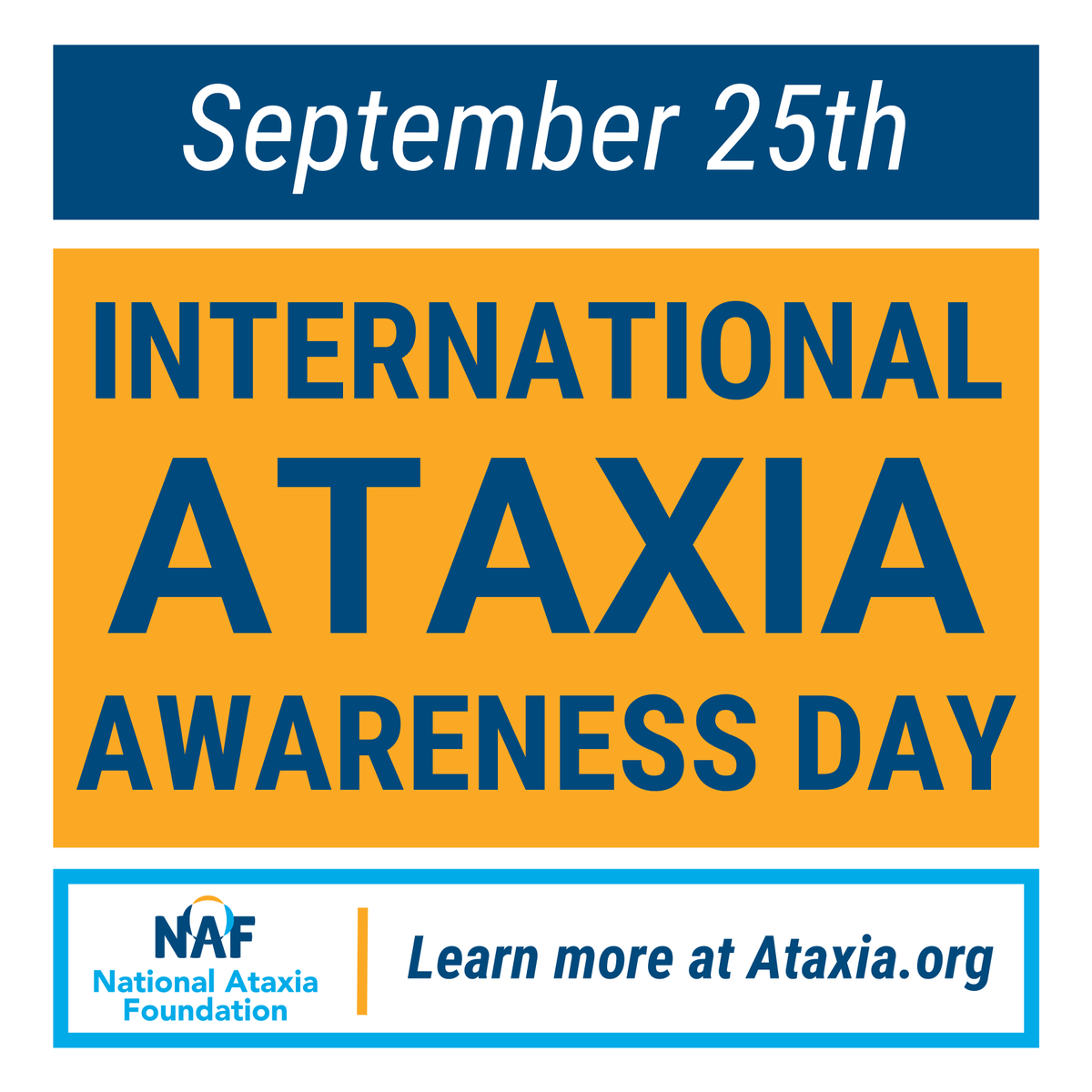 Today is #InternationalAtaxiaAwarenessDay! Share and like this post to create #AtaxiaAwareness. We'll be posting all day so follow along.