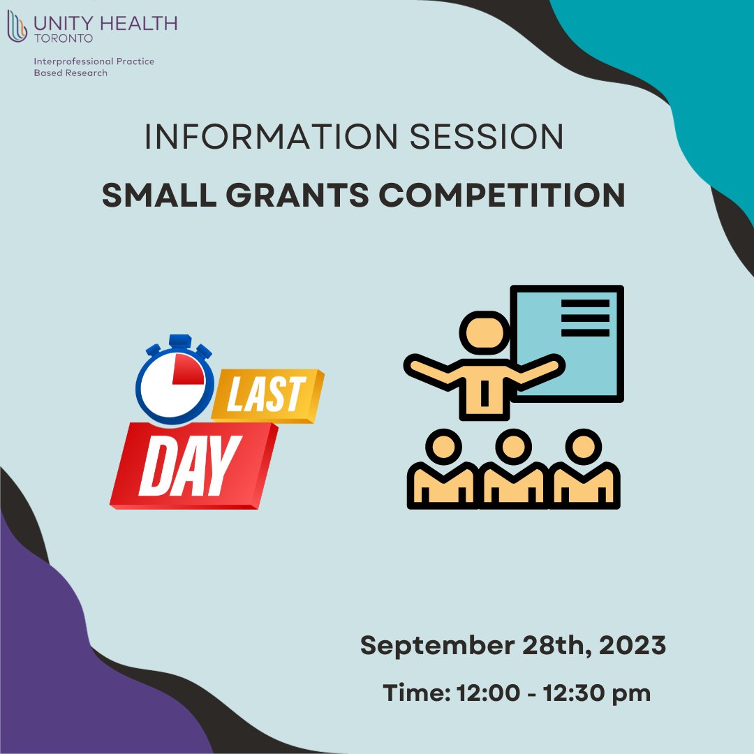 Last call for the <a href="/UHT_IPBR/">UnityHealthTO_IPBR</a> small grants competition information sessions. Join us on September 28th to learn more about the competition and how to apply!