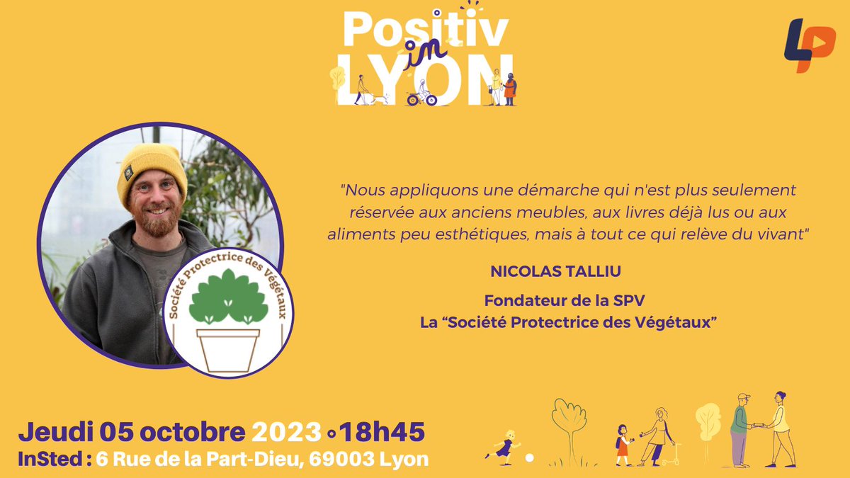🎙On vous dévoile le nom de notre premier invité pour “Positiv In Lyon” :  Nicolas TALLIU, fondateur de la Société Protectrice des Végétaux #Lyon

Pour en savoir plus, retrouvez son portrait sur Lyon Positif : lyonpositif.fr/la-spv-ce-refu…

🎟️Prend ta place🎟️: ypl.me/svf
