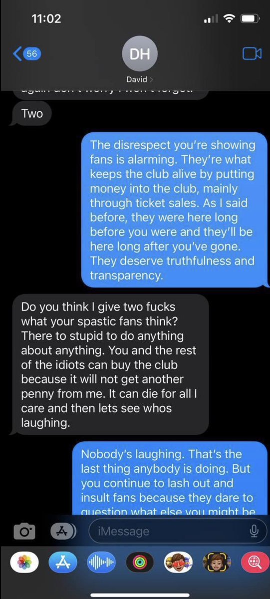 The_Forty_Four's tweet photo. This is a text from Scunthorpes owner…😳

People like this should get nowhere buying a football club. God knows how they get past any fit &amp; proper checks🤦‍♂️ https://t.co/6pZ3iqP2br
