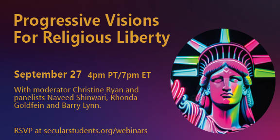 How we can use solidarity between our movements to defend a progressive vision of religious liberty and make a common cause against the rising tide of Christian Nationalism.  

RSVP at secularstudents.org/webinars

<a href="/LawRtsReligion/">LRRP is @LawRightsReligion.bsky.social</a> <a href="/barrywlynn/">Barry W. Lynn</a>