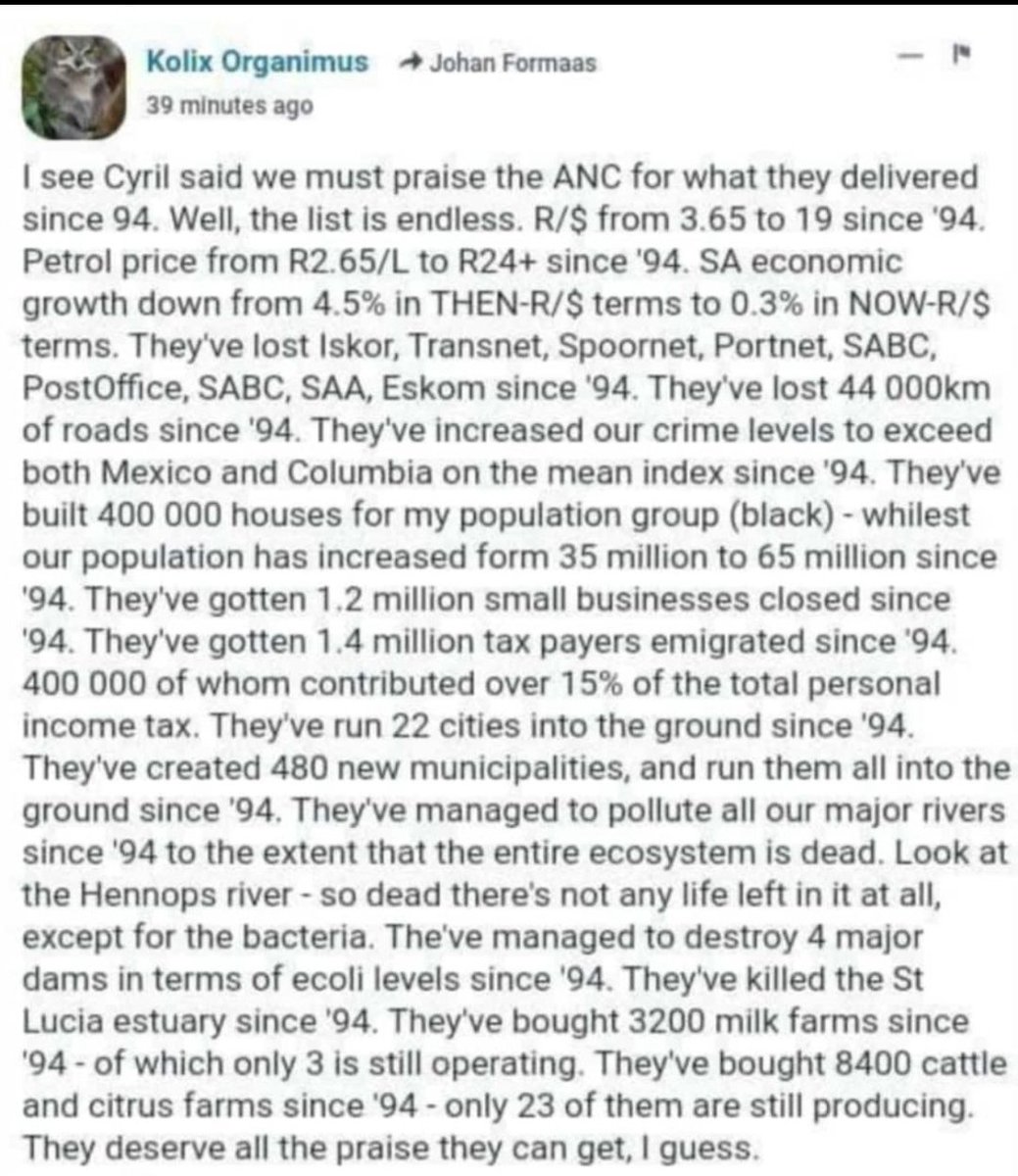 bagboys's tweet photo. @MbalulaFikile Below clearly illustrates what #VoetsekANC has delivered successfully post-94: https://t.co/HiuzgiW4Fy