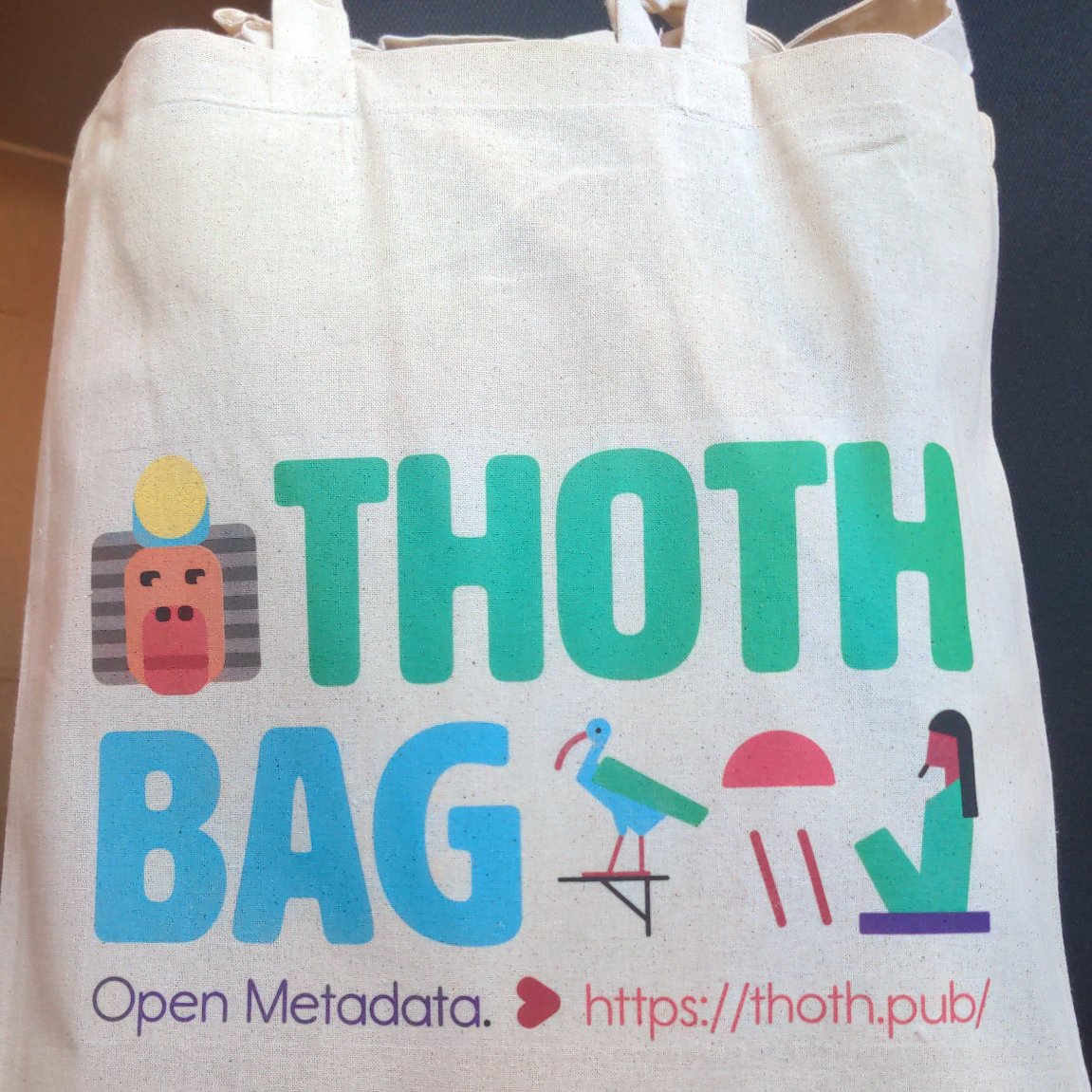 Going to Open-Access-Days 2023 #OAT23 in Berlin later this week? 
Make sure to say hi! to Toby, our Product Manager, who will be presenting a Thoth poster on Thursday, and ask him about our much-coveted Thoth bags & stickers - they won't last long!😃 #metadatamatters #OAbooks
