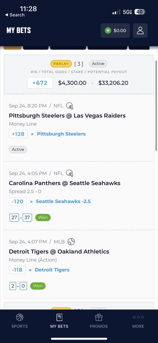 TooCapper's tweet image. Clean sweep on straights in the NFL yesterday. Little parlay action on the side✅