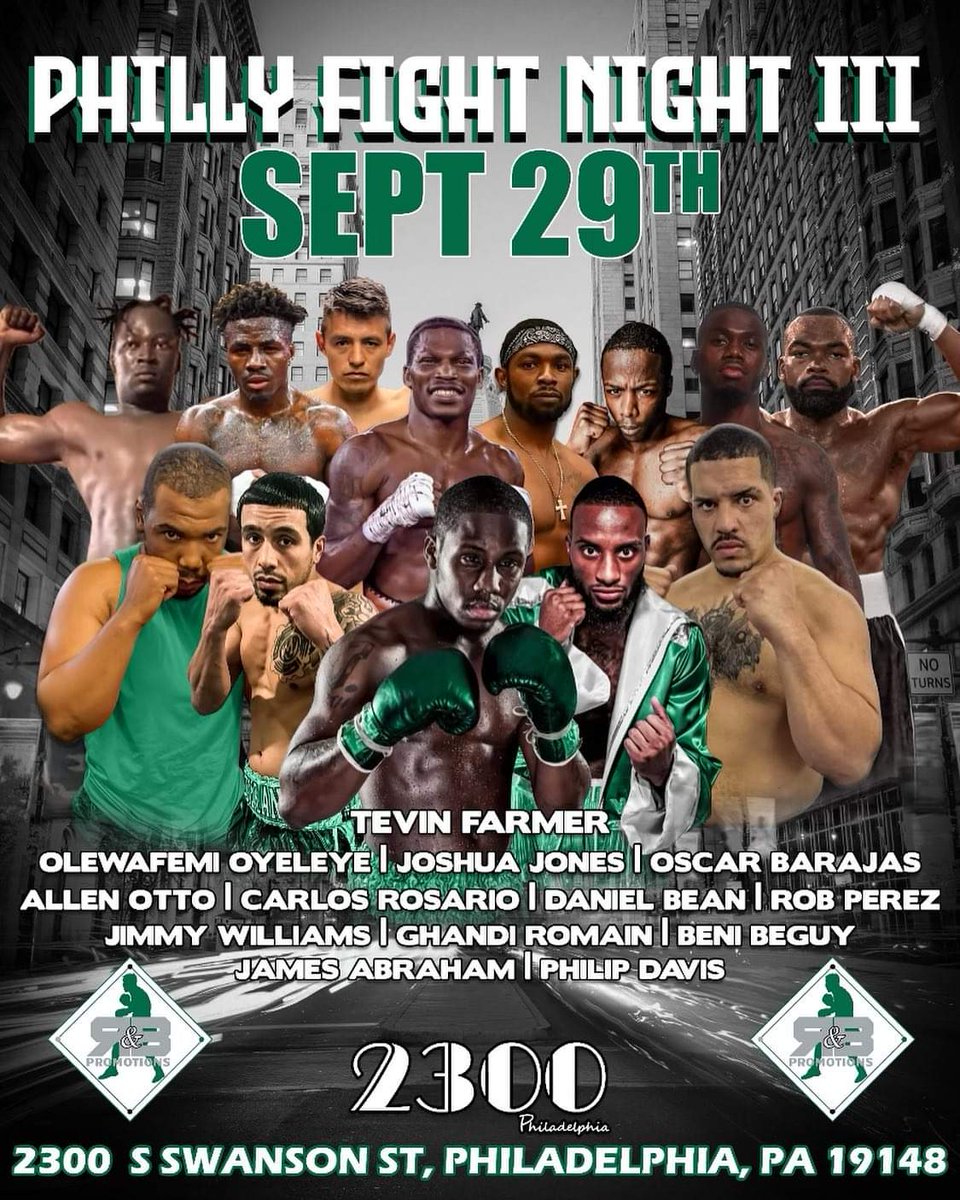 It's Fight Week!
R + B Promotions presents Philly Fight Night III this Friday night!
🎟️ Tix.2300arena.com