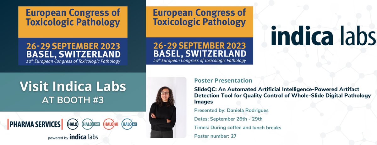 Indica_Labs's tweet photo. We're on our way to the European Congress of #ToxPath and look forward to seeing you at our booth and poster! Have a busy congress calendar? Click to schedule a 1:1 chat about your #digitalpathology goals and our solutions!
https://t.co/gAKoOHMjDM
#pathtwitter #IndicaLabs https://t.co/QGAk1eP5bR