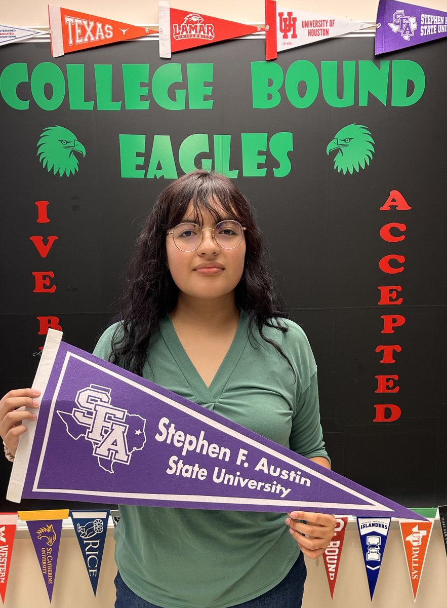 PHSCollegeRoom's tweet photo. Congratulations to Diana Escalera on her acceptance to @UHClearLake @SFASU @SamHoustonState and @IslandCampus #collegeaccepted #collegeboundeagle #futurehawk #futurelumberjack #futurebearkat #futureislander @PasadenaHigh @PasadenaISD_TX @GenerationTexas @AdvisingCorps @AdviseTX https://t.co/1yrBL8KCGw