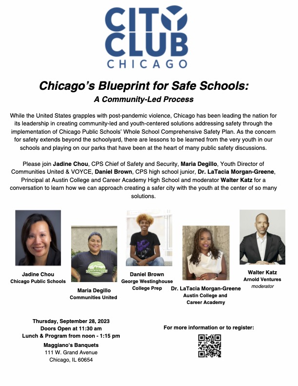 VOYCEProject's tweet photo. Are you curious about CPS’s Whole School Comprehensive Safety Plans? Please join us on Thursday, September 28, to learn about how youth, community members, and CPS administration are redefining school safety. #WholeSchoolSafety #SROs #ChicagoPublicSchools https://t.co/BBvcC1O6PI
