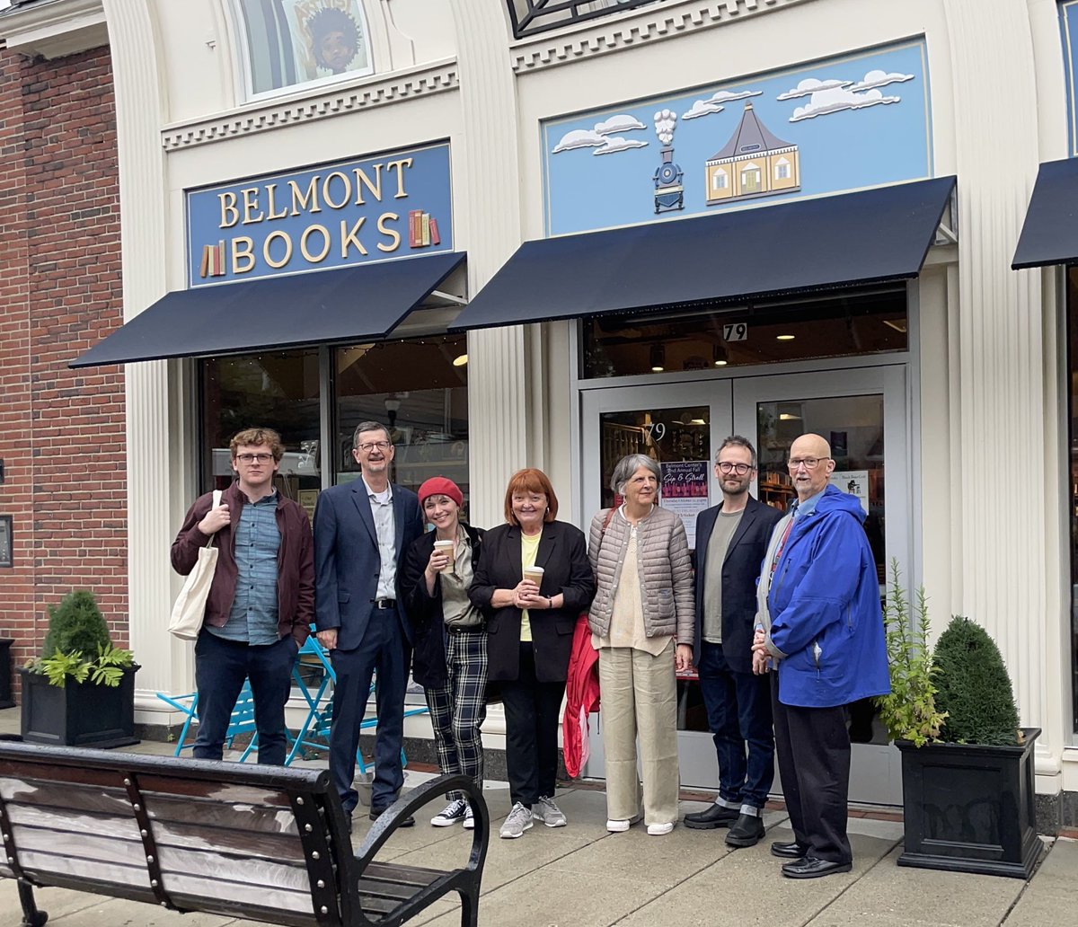 LittleIslandBks's tweet photo. Day 1 of the Little Island USA tour! 🏝️🇺🇸

Here we are outside Boston’s fabulous @belmontbooks.
L to R: publisher Matthew Parkinson-Bennett; director Kevin Stevens; authors Deirdre Sullivan, Siobhán Parkinson, Sam Thompson; and our brilliant @ConsortiumBooks sales rep Chris Kerr. https://t.co/4DqnNuGNA5