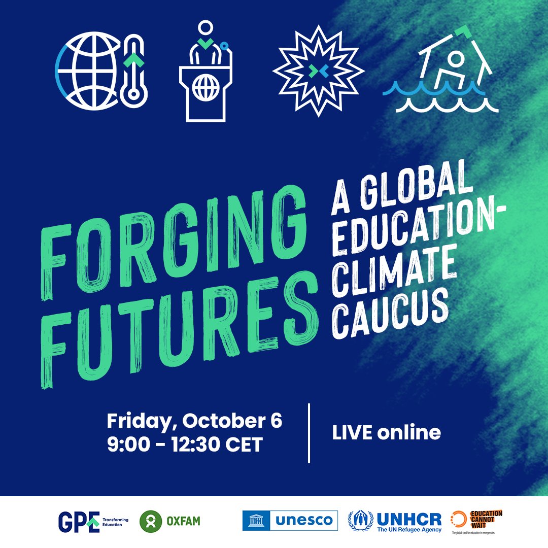 🕮 Register now!

Join <a href="/GPforEducation/">Global Partnership for Education</a> along with <a href="/OxfamDanmark/">Oxfam Danmark</a>, <a href="/UNESCO/">UNESCO 🏛️ #Education #Sciences #Culture 🇺🇳</a>, <a href="/UNHCR_Education/">UNHCR Education</a> &amp; <a href="/EduCannotWait/">Education Cannot Wait</a> for a discussion on the importance to invest in education to tackle the climate emergency.

Lean more 👉globalpartnership.org/events/forging…