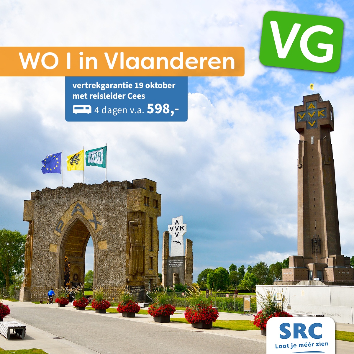 SRCreizen's tweet image. Reisleider Cees: "Ruim 100 jaar na het einde van #WOI bezoeken we tijdens deze bijzondere themareis de Vlaamse Westhoek, waar de sporen van de oorlog nog altijd te zien zijn..."

Boek deze bijzondere #themareis met #vertrekgarantie ✅
➡️ src-reizen.nl/reis/wo-1-in-v…
