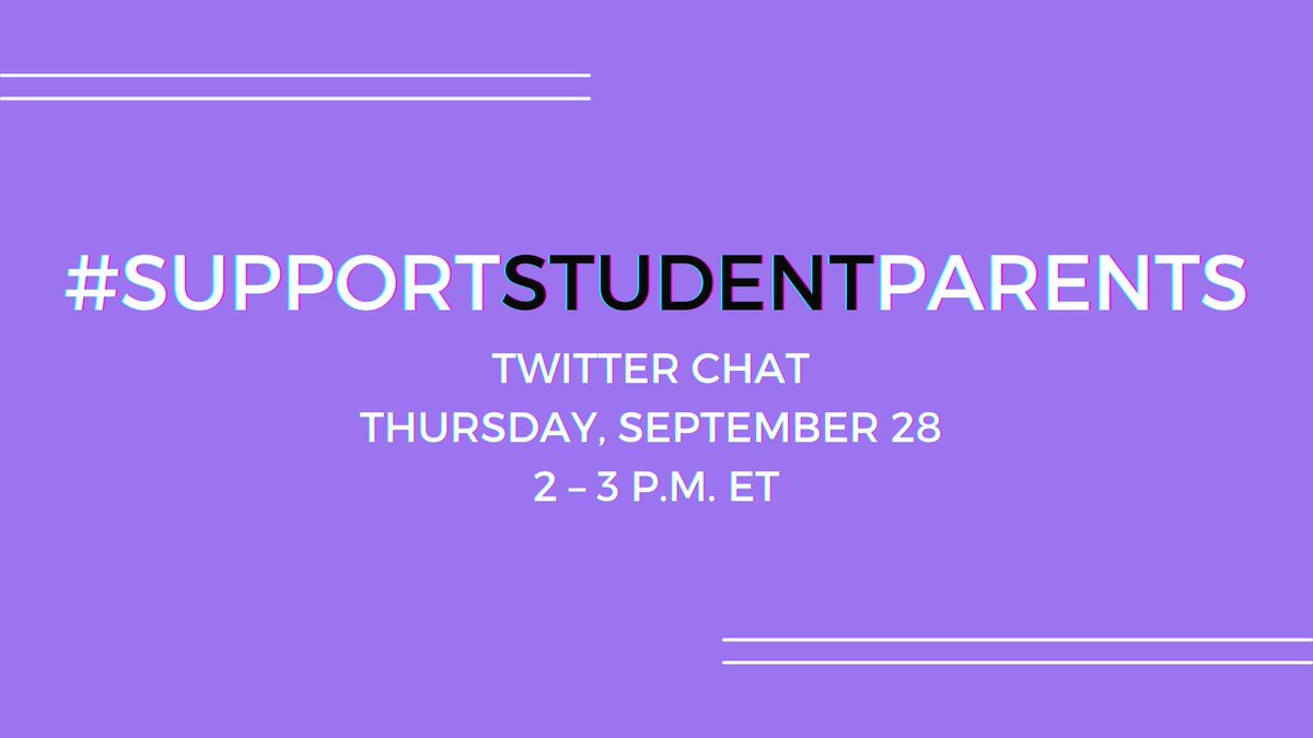 How do we improve the chances for success for the 4 million undergrad students in the US who are #studentparents? 

Learn more by joining us for a #SupportStudentParents Twitter chat Thurs., 9/28, 2-3pm ET.