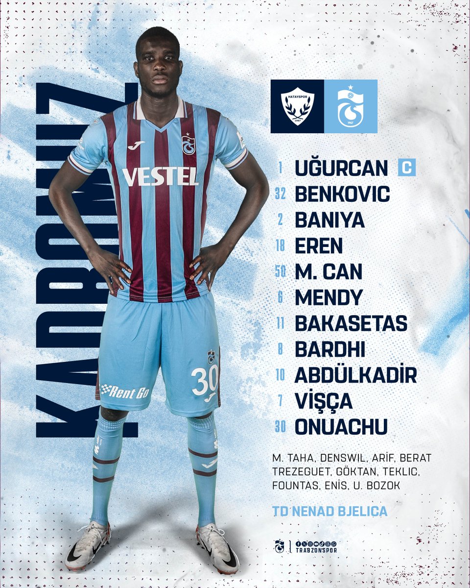Trabzonspor's tweet photo. 📃 Atakaş Hatayspor maçı ilk 11’imiz

#HTYvTS https://t.co/kf4Tp5gYu5