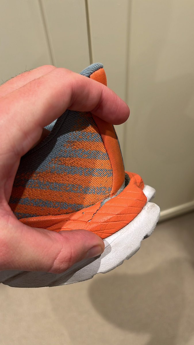 twgh32's tweet photo. @hoka love your products, but I have only had these for a few months and wear them for running at the weekends, yet they have already split. Any thoughts? https://t.co/xY6mxZA1Gj