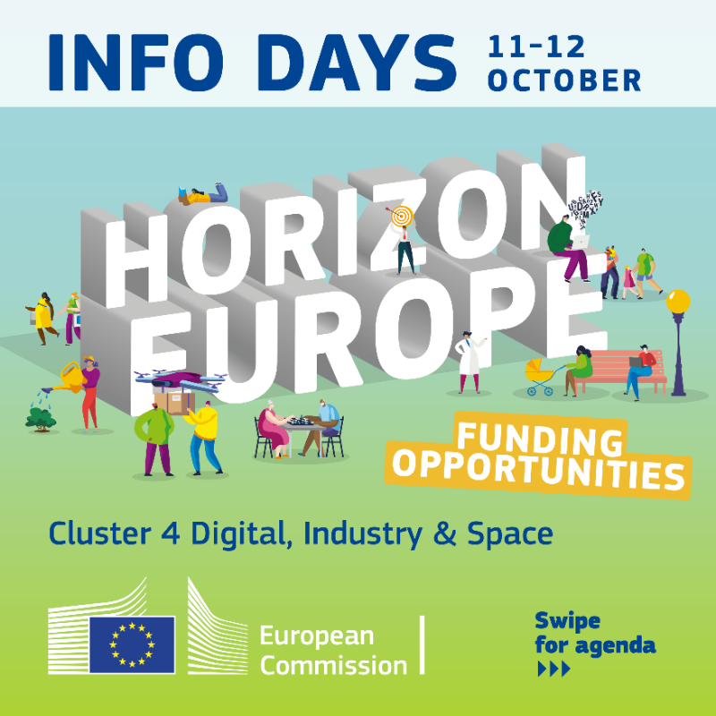 EU_HaDEA's tweet photo. 📢#HorizonEU Info Days on Cluster 4 – Digital, Industry &amp; Space are around the corner!

Join us to learn more about the upcoming funding opportunities, eligibility criteria &amp; application process.

🗓️11-12 October 2023
📌Online

More info and agenda ⤵️