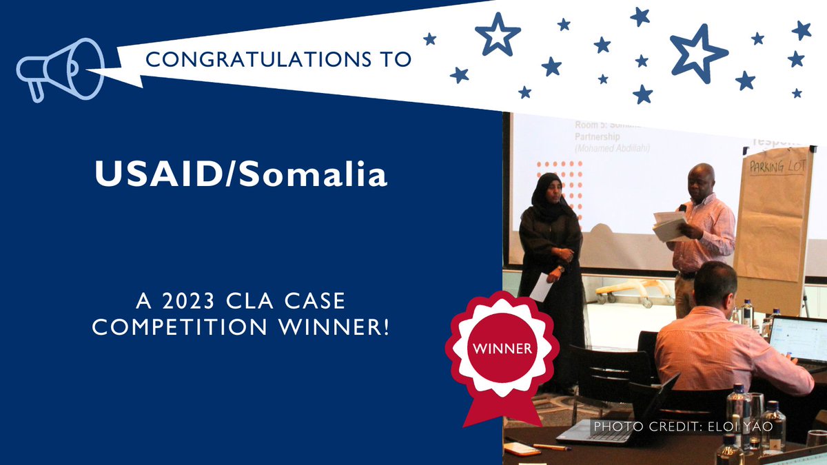 USAIDLearning's tweet photo. Congratulations to @USAIDSomalia, a winner of the 2023 #CLACaseComp!
Learn how USAID/Somalia used #CLA to create safe spaces for staff and implementing partners to ask tough questions, and how this resulted in improved #data use and decision making 💡 https://t.co/VSDNSNpf8V https://t.co/R6mpE0Brti