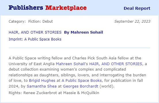 mahreensohail's tweet photo. I wrote these stories over a period of ten years &amp; put a lot of my heart into them. Grateful to the team at @APublicSpace for giving this book a chance &amp; supremely excited about working with Brigid Hughes &amp; @_rubywang. https://t.co/RenQ2QUTlv