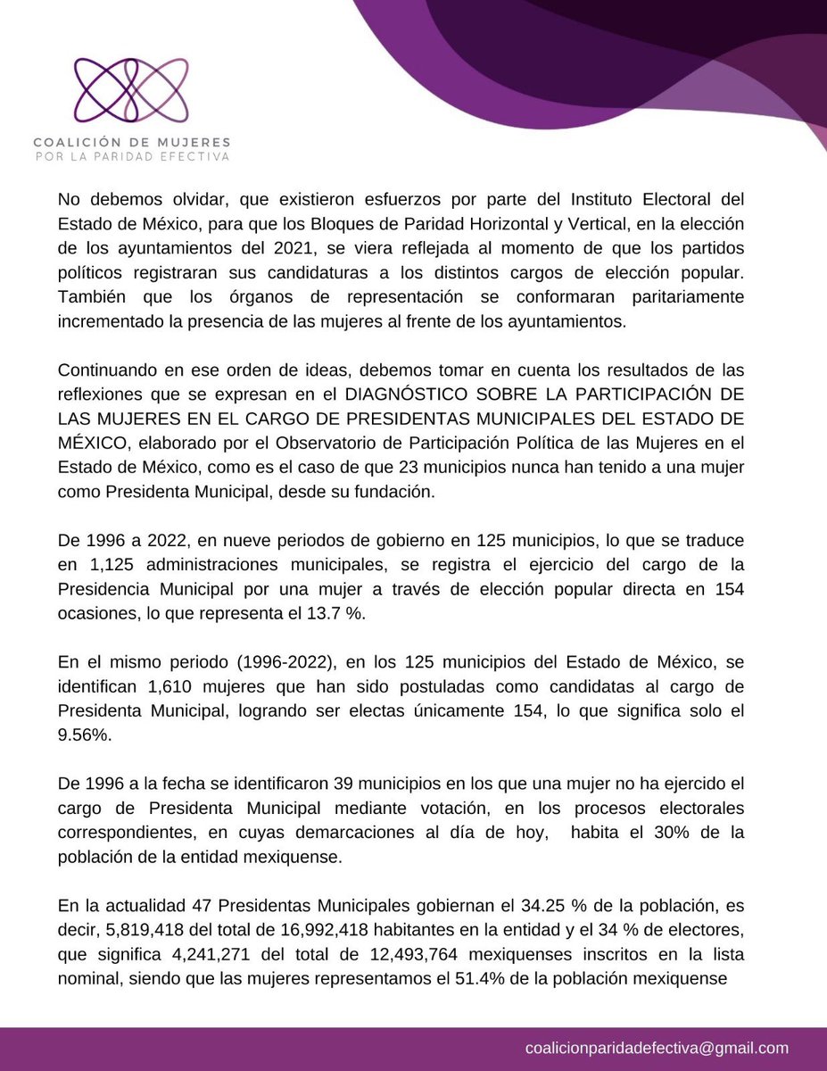 Coalición de Mujeres por la Paridad Efectiva tweet media