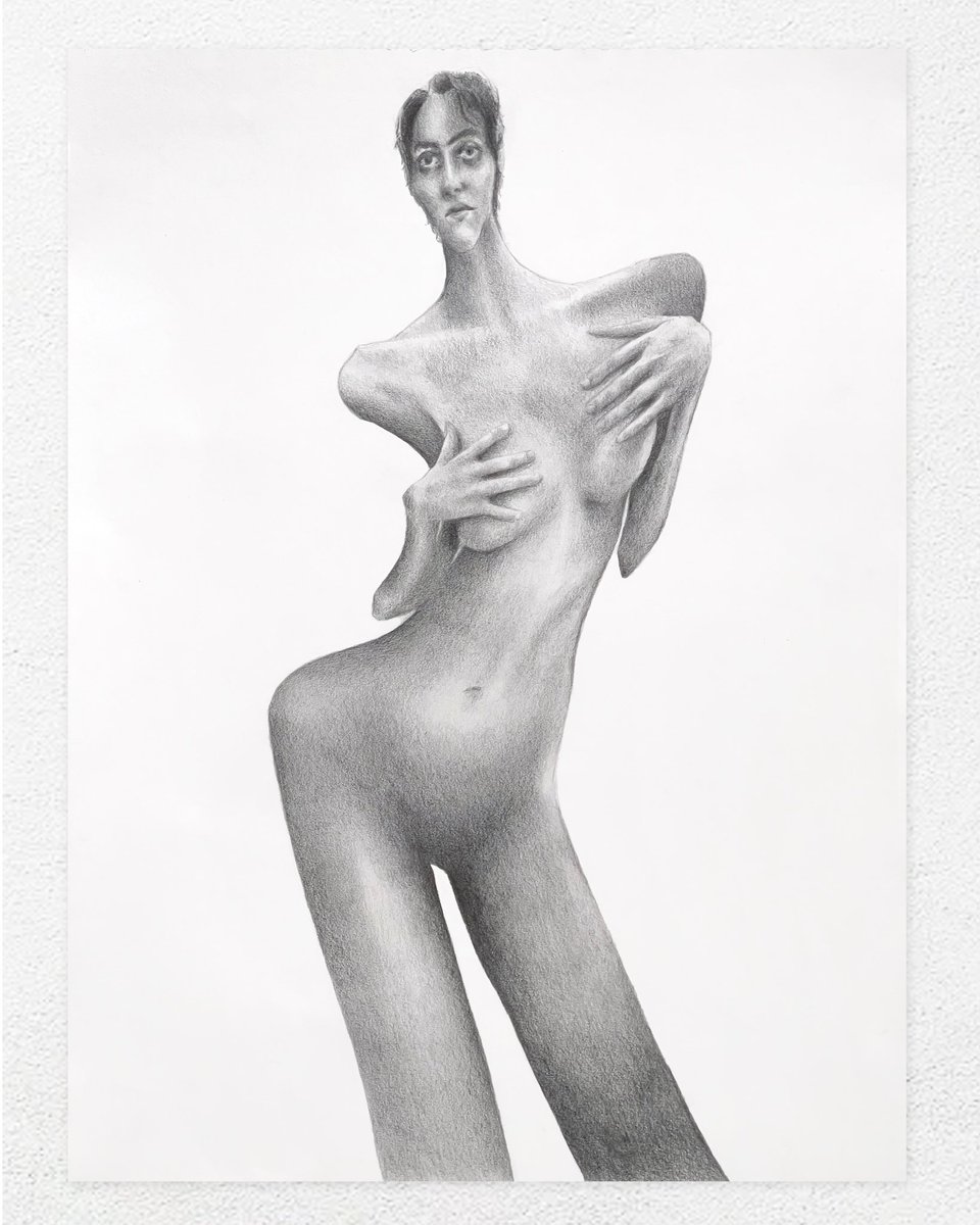 hiding my heart 
18x25
Graphite on paper