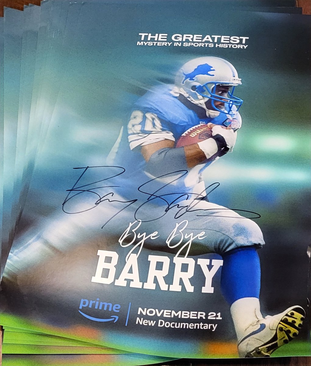 I was blown away by the positive response to the <a href="/NFLFilms/">NFL Films</a> &amp; @AmazonStudios movie on my life coming out Nov 21, 2023.  So, to say thanks, retweet the trailer below and follow us both for a chance to win a signed poster.
Stream #ByeByeBarry only on <a href="/PrimeVideo/">Prime Video</a> <a href="/Lions/">Detroit Lions</a> <a href="/NFL/">NFL</a>