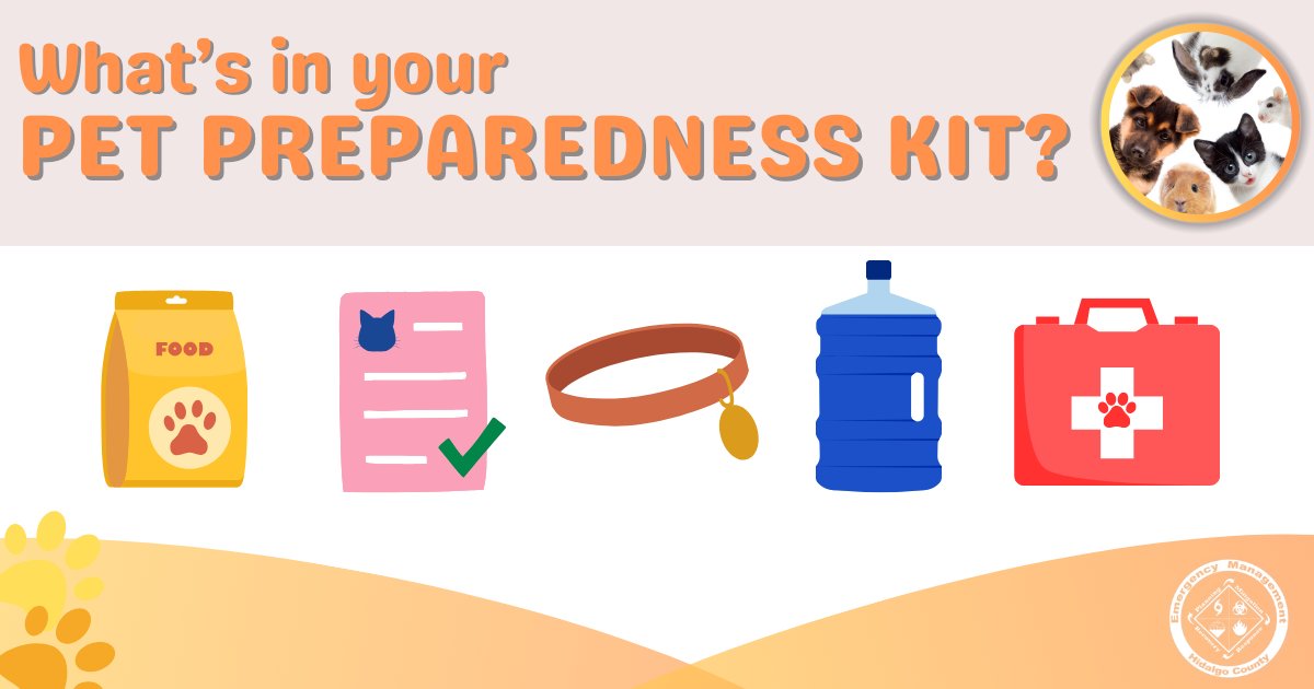 Include your pet in your emergency plan in case you need to evacuate for a disaster. Items to consider adding in your go-bag:
✅Food & water
✅Medicine & grooming items
✅Collar with an ID & a leash
✅A photo your pet in case you get separated

#NationalPreparednessMonth
