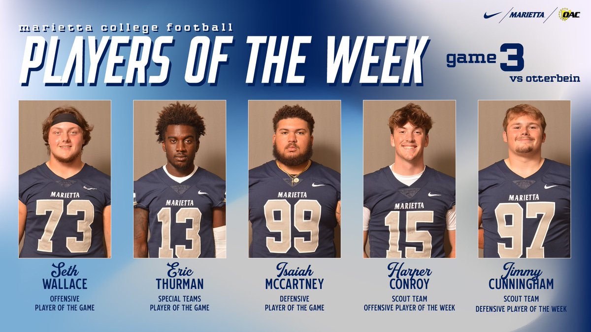 Marietta_FB's tweet photo. Give a round of applause for your Players of the Week❗️Great Week of Work 🏧

#PIONATION | #FIGHT_MC https://t.co/AbNePlHVwO