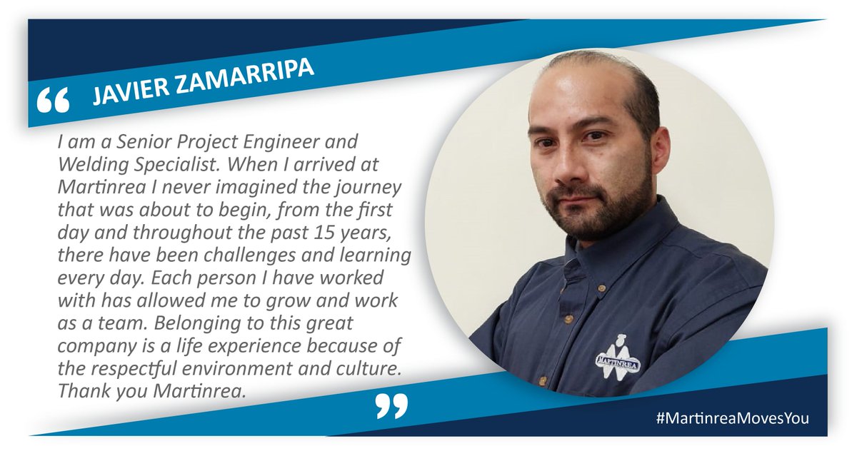 MartinreaInt's tweet image. “…Each person I have worked with has allowed me to grow and work as a team...” #Martinrea #Estampados#MartinreaMovesYou #automotive #manufacturing #engineering #OurPeople
