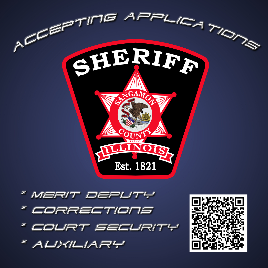 “The Sangamon County Sheriff’s Office is now accepting applications for various positions. Please scan the QR code or go to sangamoncounty-sheriff.com/careers/for more information.”