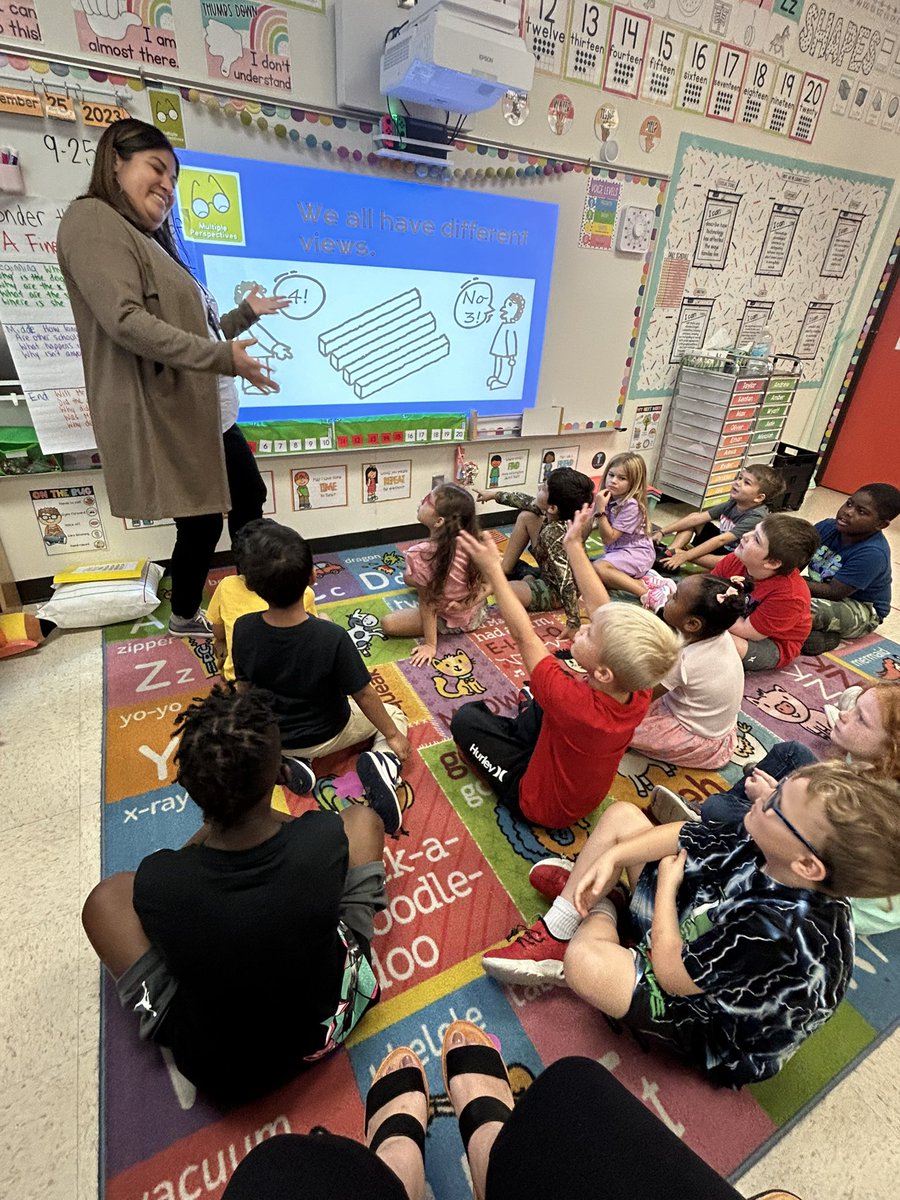 Mrs. Rebolledo pushing in this morning to introduce a new #DepthandComplexity thinking prompt: Multiple Perspectives 👓 

#GiftedandTalented #firstgrade #AlvinElementary